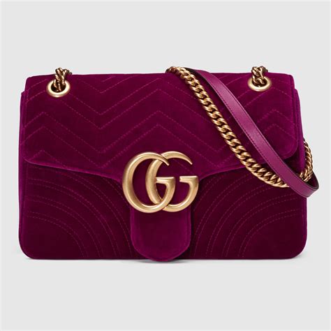 gucci magenta velvet bag|Gucci black velvet marmont bag.